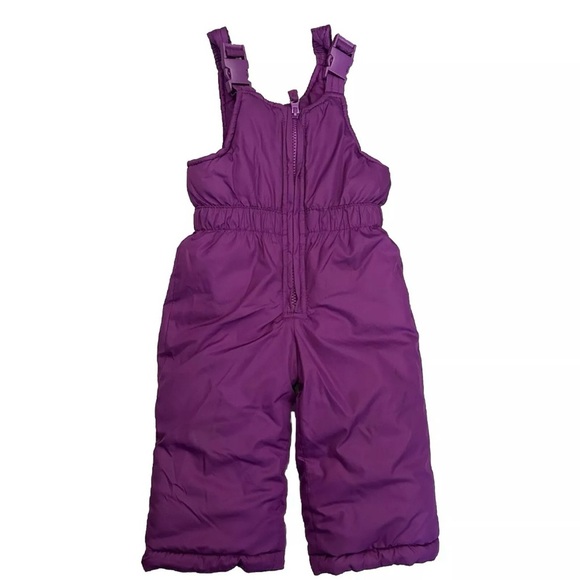 Baby Girl Oshkosh B’Gosh Purple Polka Dotted Puffer Jacket Snow Bib Size 12 M - Picture 7 of 8